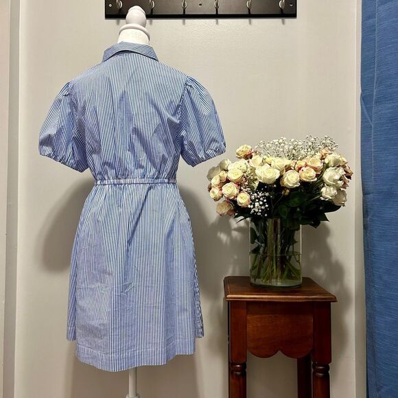 NWOT J.Crew Blue Striped Mini Dress - Picture 8 of 10